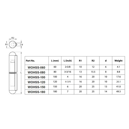 WELD ON HINGE 120MM STAINLESS